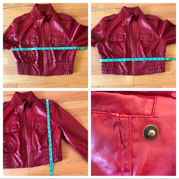 Neu Look Red Faux Leather Moto Jacket - Picture 11 of 12